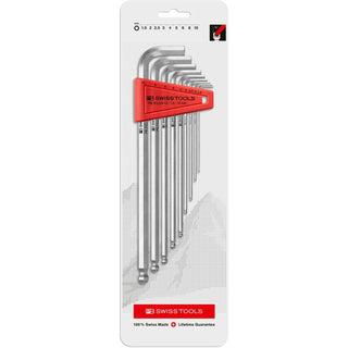 PB Swiss PB 212.LH-10 CN Ball Point Hex Key L- Wrench Sets for Hexagon Socket Screws, 9 Pcs