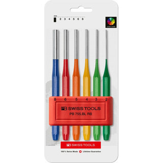 PB Swiss Tools PB 755.BL RB CN Rainbow Parallel Pin Punch Set, 6 pcs