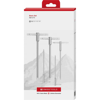 PB Swiss Tools PB 1204.SET 6 CBB Sliding T-Handle Hex Key Set with 3-Way Drive 2.5-6mm 5-Piece