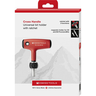 PB Swiss Tools PB 1255.MR-80 CBB Cross Handle Bit Holder, With Ratchet