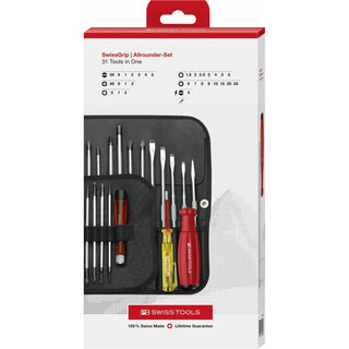 PB Swiss Tools PB 8515.CBB SwissGrip Screwdriver Set, Set, Slotted, Phillips, Pozidriv, TORX®, Hex , 31 pcs