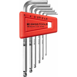 PB Swiss PB 212.H-5 Key L- Wrenches with Ball Point, set in a practical plastic holder