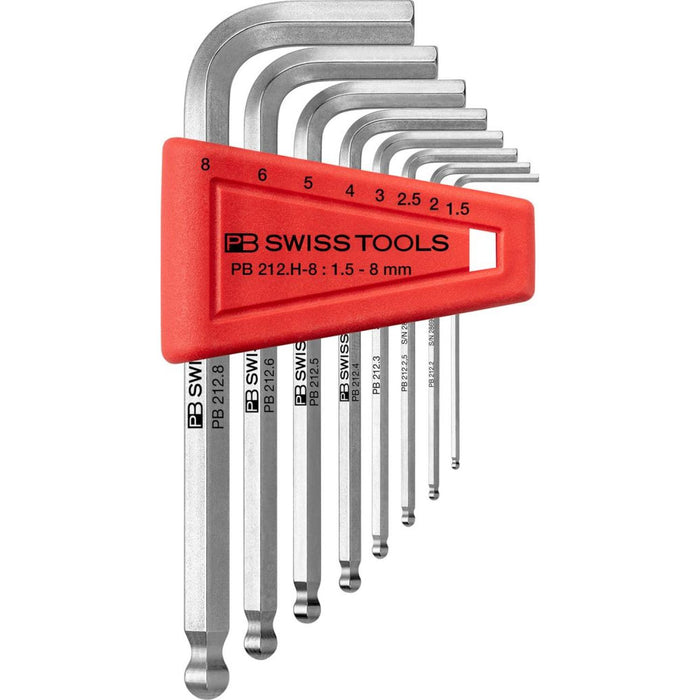 PB Swiss PB 212.H-8 Key L - Wrenches with Ball Point, Set in a practical plastic holder