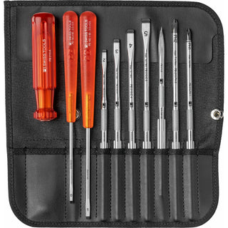 PB Swiss Tools PB 215.ind Classic screwdriver set with interchangeable blades in a compact imitation leather roll-up case