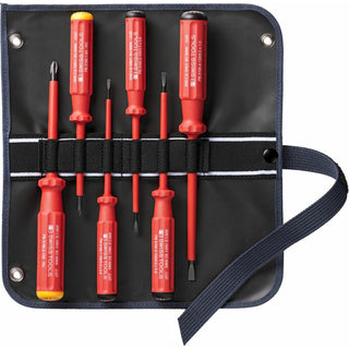 PB Swiss PB 5542.SU GY Screwdriver Set Slotted/Phillips in Roll-Up Case with Classic VDE Handle, 6 Pcs