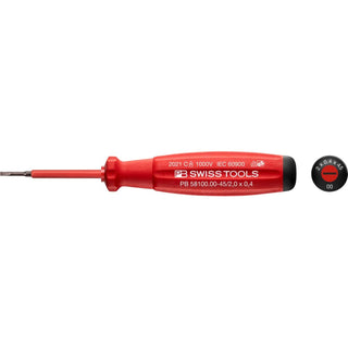 Pb Swiss Tools PB 58100.00-45/2 Slotted SwissGrip VDE Screwdriver, Insulated, 2mm x 45mm