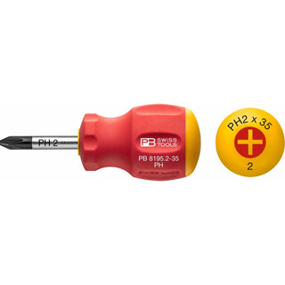PB Swiss Tools PB 8195.2-35 Philips, SwissGrip Stubby Screwdrivers, 6 x 35mm