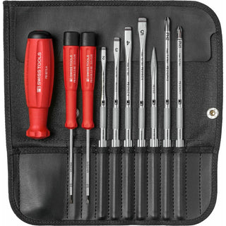 PB Swiss Tools PB 8215.ind SwissGrip Interchangeable Blade Screwdriver Set, w/ Roll-Up Case, 10 Pieces