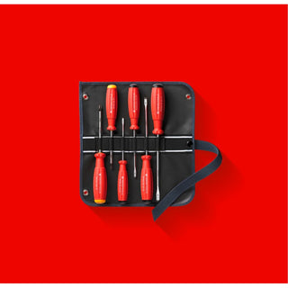 PB Swiss PB 8560.SU GY Screwdriver Set Slotted/Phillips in Roll-Up Case SwissGrip 6-Piece