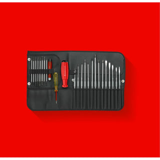 PB Swiss Tools PB 8515 SwissGrip Interchangeable Blade Screwdriver Set, w/ Roll-Up Case - 31 tools in 1