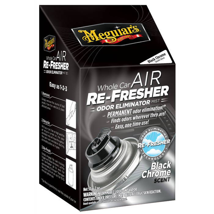 Meguiar's G181302 Whole Car Air Re-Fresher Odor Eliminator Mist, Black Chrome