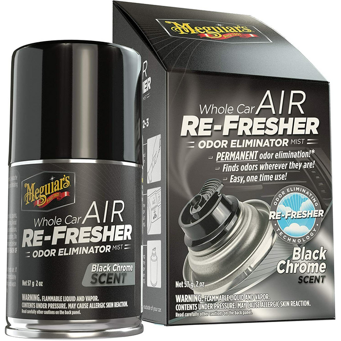 Meguiar's G181302 Whole Car Air Re-Fresher Odor Eliminator Mist, Black Chrome