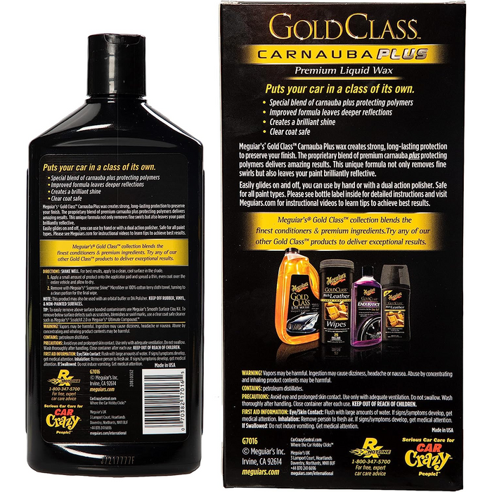 Meguiar's G7016 Gold Class Carnauba Plus Premium Liquid Wax, 16 .oz