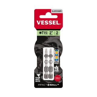 Vessel Tools IBTX1550P2 IMPACT BALL Torsion Bit (T15 x 50 mm, 2 pcs.)
