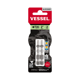 Vessel Tools IBTX2050P2 IMPACT BALL Torsion Bit (T20 x 50 mm, 2 pcs.)