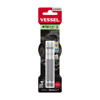 Vessel Tools IBTX3090P2 IMPACT BALL Torsion Bit (T30 x 90 mm, 2 pcs.)
