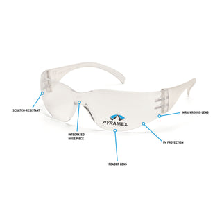 Pyramex S4110R15 Intruder Clear +1.5 Reader Lens with Clear Temples