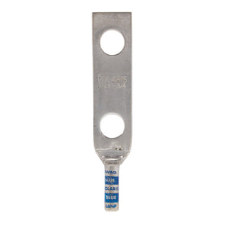 NSI L6NP Copper Long Lug with Peep Hole – Blue 2-Hole 6 AWG 1/2 Inch