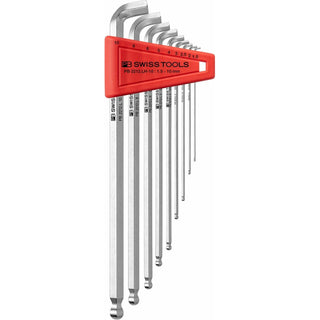 PB Swiss PB 2212.LH-10 Ballpoint Key L- Wrench Set for Hexagon Socket Screws, Long 9 Pcs