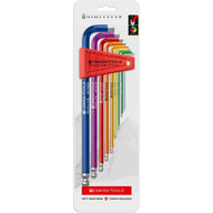 PB Swiss Tools PB 212.LH-10 RB CN RainBow Key L-Wrenches, Long, With Ball Point, Set