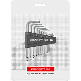 PB Swiss PB 212Z.H-12 CN Ball Point Hex Key L- Wrench Sets for Hexagon Socket Screws, 12 Pcs