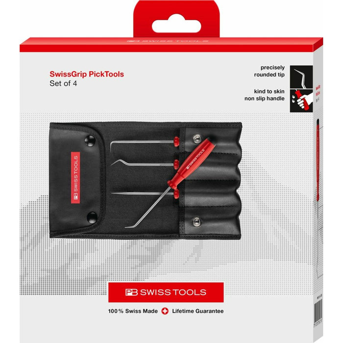 PB Swiss Tools PB 8681.Set CBB PickTool, SwissGrip handle, 4-Piece Set In Roll-Up Case