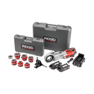 Ridgid 72028 760 FXP Power Drive (11-R), 2x 4Ah FXP Batteries, FXP Charger, 1/2-2" 11-R NPT Die Head Set, Support Arm, Case