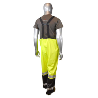 Radians RW07 High Visibility Rainwear Overalls - Hi-Vis Green / Black