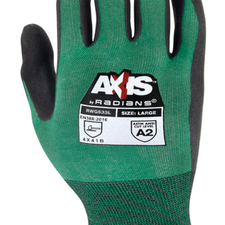 Radians RWG533 AXIS Cut Protection Level A2 Foam Nitrile Coated Glove
