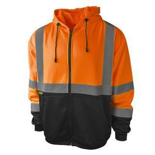 Radians SJ01B-3 Class 3 Color Blocked Hooded Zippered Sweatshirt