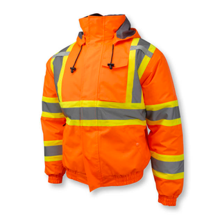 Radians SJ11QX-3 Class 3 X-Back High Visibility Quilted Bomber Jacket with Hood