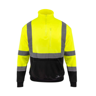 Radians SJ34B-3 Class 3 Color Blocked 1/4 Zip Sweatshirt - Hi Vis Green