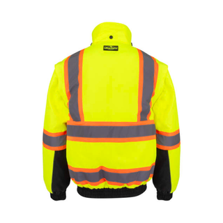 Radians SJ511B Class 3 Hi-Vis Hooded Bomber Jacket with Removable Sleeves