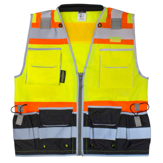 Radians SV55B Class 2 Heavy Woven Color Blocked Two Tone Engineer Vest - Green