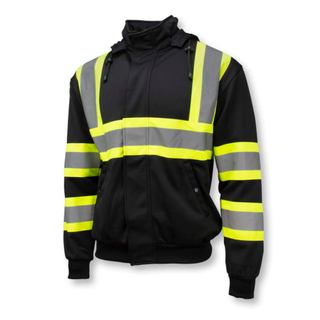 Radians SW01X-1 High Neck Zip Front X-Back Hooded Sweatshirt - Black