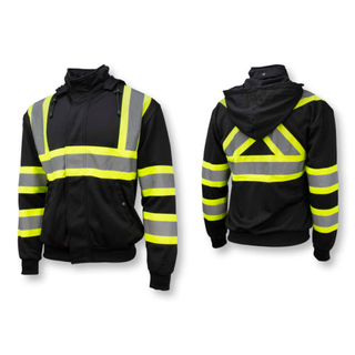 Radians SW01X-1 High Neck Zip Front X-Back Hooded Sweatshirt - Black