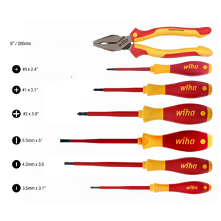 Wiha Tools 32961 7-PIECE INSULATED SOFTFINISH SCREWDRIVER AND COMBINATION PLIER SET