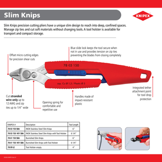 Knipex 78 03 150 SBA 6" Slim Knips