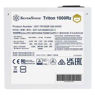 SilverStone TR1000R-GM-WWW Triton 1000Rz Cybernetics Gold Fully Modular ATX Power Supply
