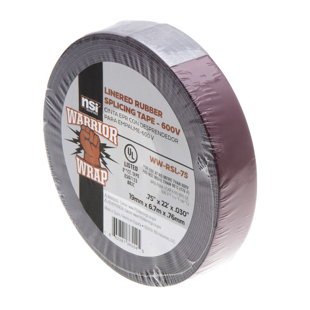 NSI WW-RSL-75 Black Linered Rubber Splicing Tape, .75in Wide, 22ft Lon ...