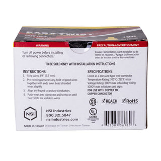 NSI WWC-Y-C Yellow Winged Wire Connector with Quick-Grip Spring, 100 Carton