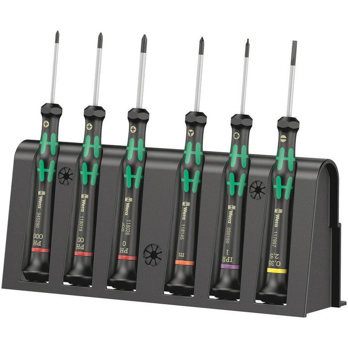 Wera 2050/6 Screwdriver set and rack for electronic applications, 6 pieces