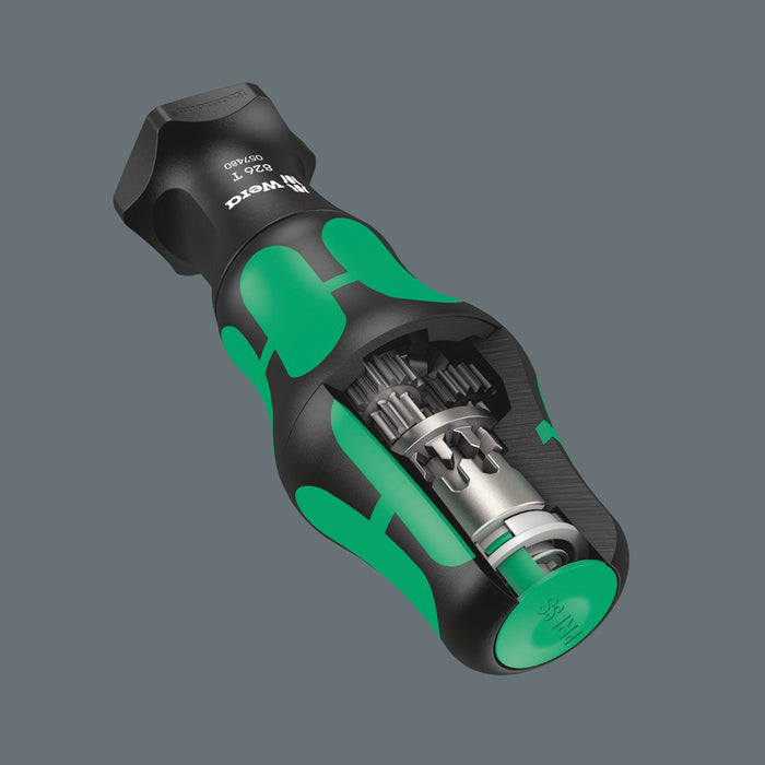 Wera 826 T Kraftform Turbo bit-holding screwdriver handle with Rapidaptor quick-release chuck, 1/4" x 146 mm