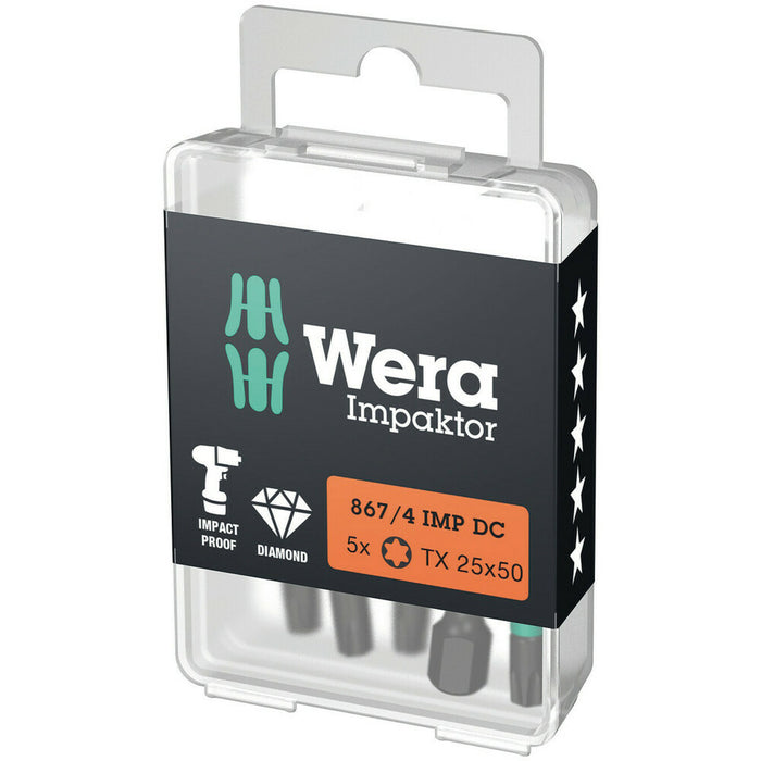 Wera 867/4 IMP DC TORX® DIY Impaktor bits, TX 30 x 50 mm, 5 pieces