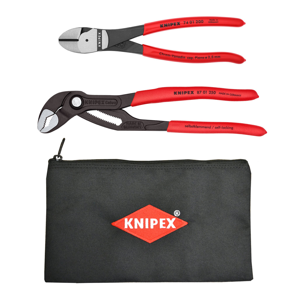 Knipex 9K 00 80 124 US 2 Pc Cobra® and Diagonal Cutters Set with Keepe ...