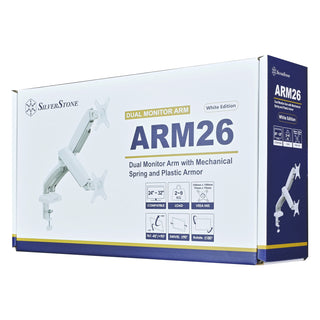 SilverStone ARM26W Dual Monitor Arm with Mechanical Springs and Plastic Armor