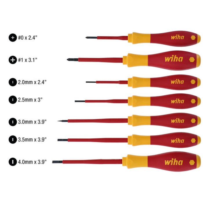 Wiha 32188 7 Piece Insulated Slotted and Phillips Small Drivers Set