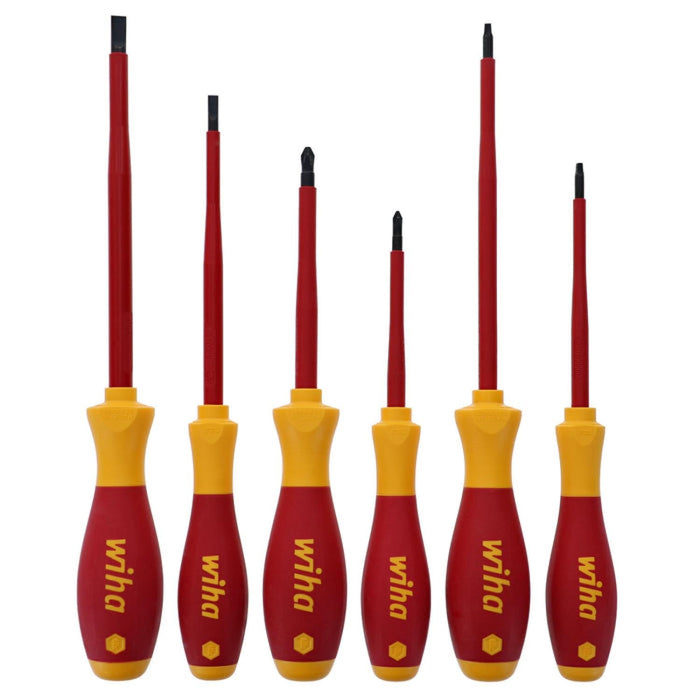 Wiha 35890 6 Piece Insulated Slotted, Phillips and Square Screwdriver Set