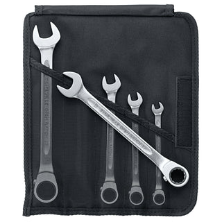 Stahlwille 96411705 17/5 Combination Ratcheting Spanner Set w/ Roll-Up Wallet