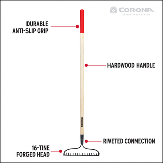 Corona RK16000  Hardwood Handle Bow Rake, 16 Tine